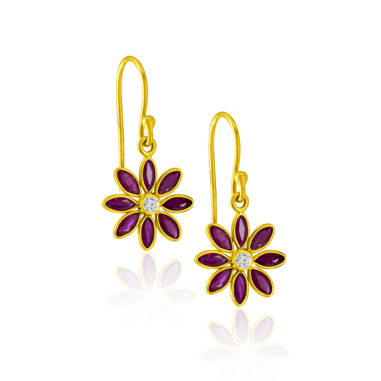 18K Ruby Dahlia Earrings