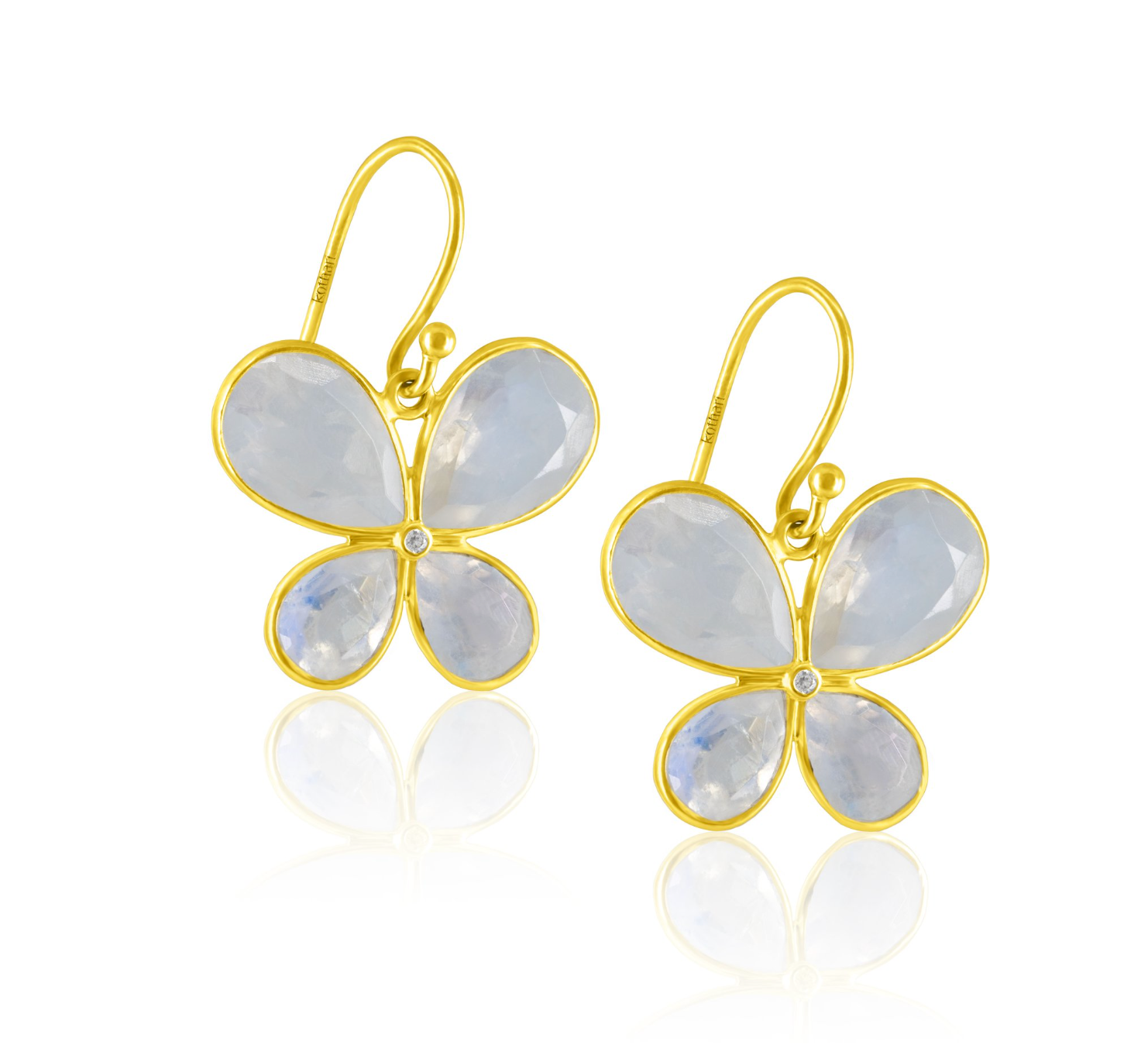 Rainbow moonstone butterfly earrings