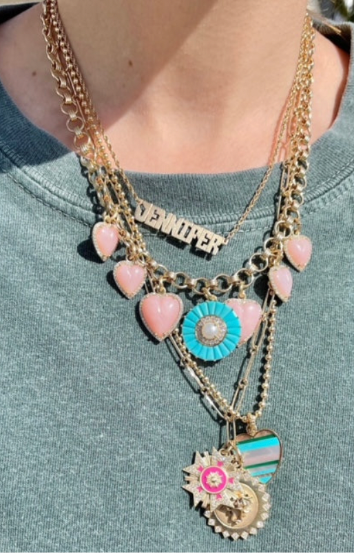 14KY Large Emily Turquoise Charm