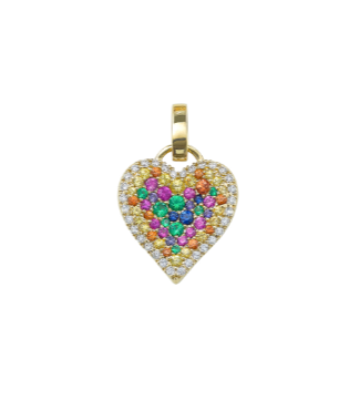 Fortune Pave Heart with Rainbow Sapphires