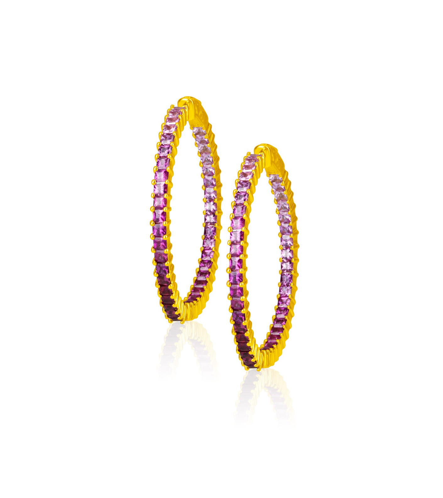 14KY Ombre Pink Sapphire Hoops 4.27cts