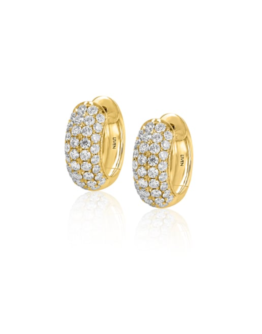 14K Thick Triple Row Rounded Huggies