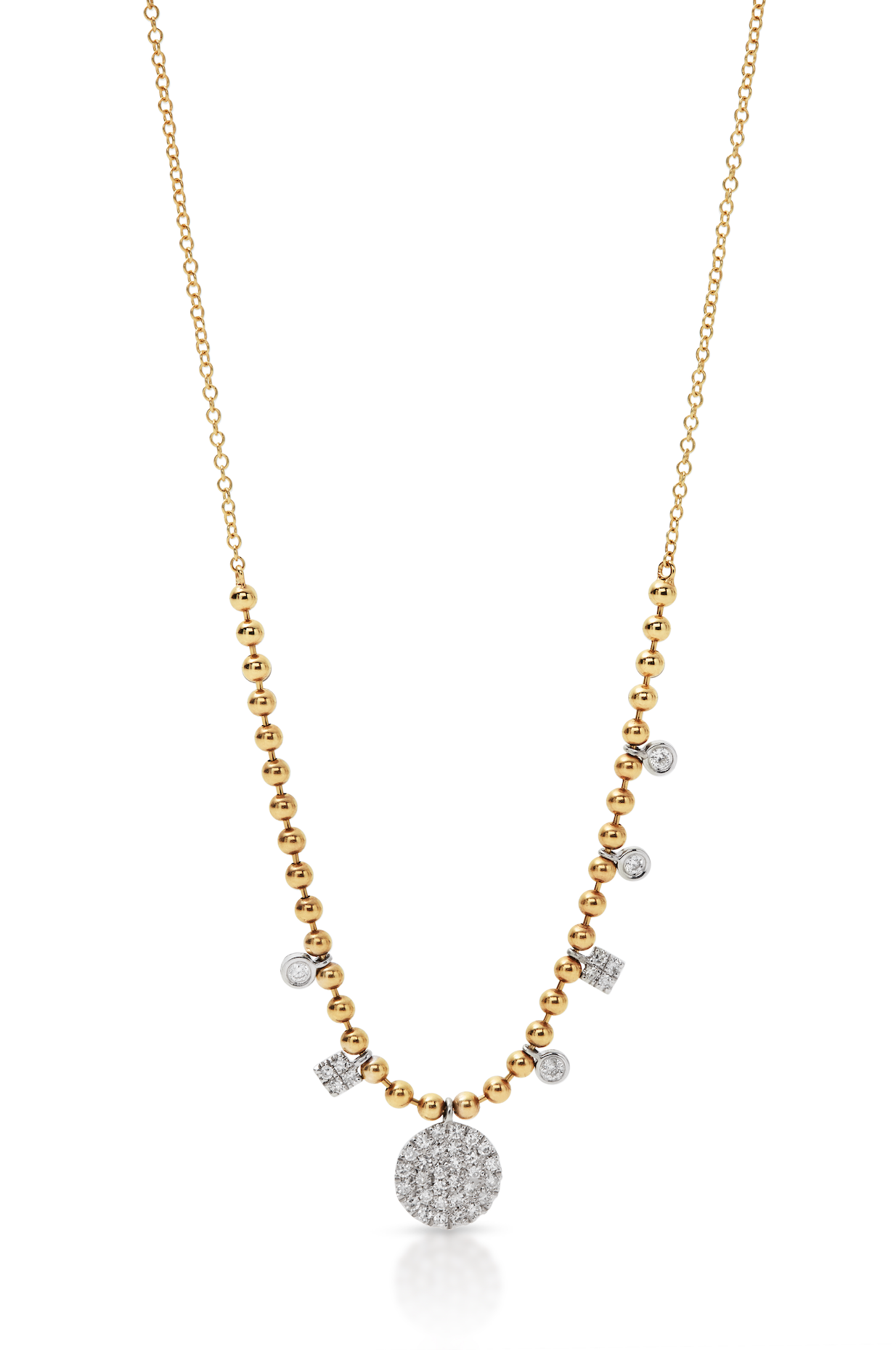 Bead and Diamond Disc Necklace