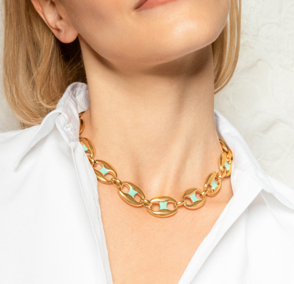 Neo Pendant Necklace With Turquoise Enamel