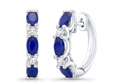 18KW Blue Sapphire and Diamond Earrings-Earrings-Uneek-Susan Saffron Jewelry