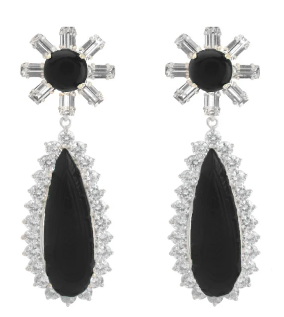 Black Onyx and CZ Earrings