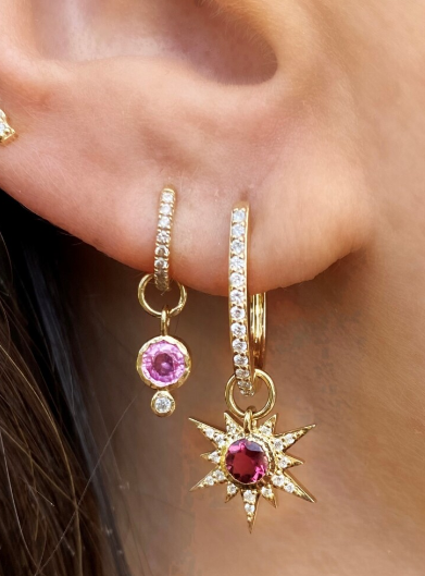 14KY Classic Tiny Pink Sapphire Earring Charms