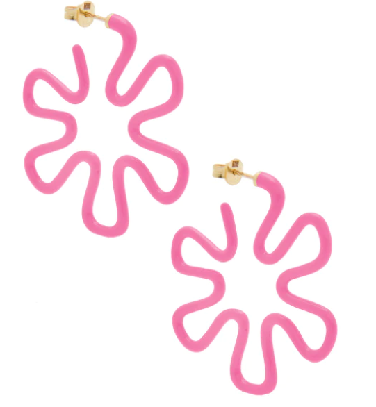Pink Earrings with Bubblegum Pink Enamel