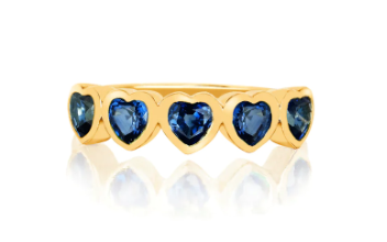 Blue Sapphire Multi Heart Ring
