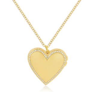 14KY Gold and Diamond Heart Locket Necklace