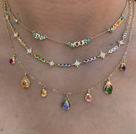14KY Rainbow Stars Necklace