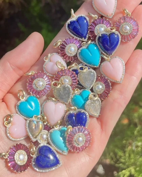 14KY Diamond and Lapis Alana Large Heart Charm