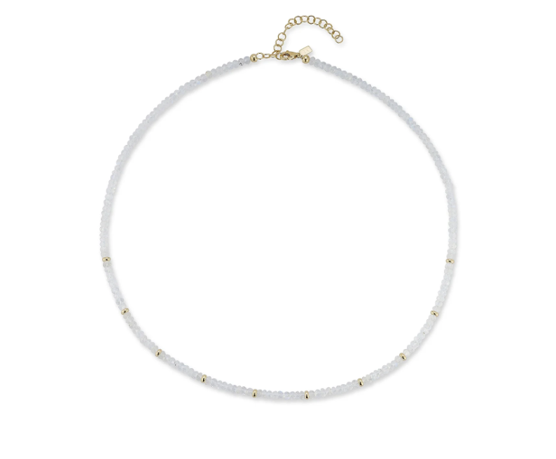Birthstone Bead Necklace in Moonstone