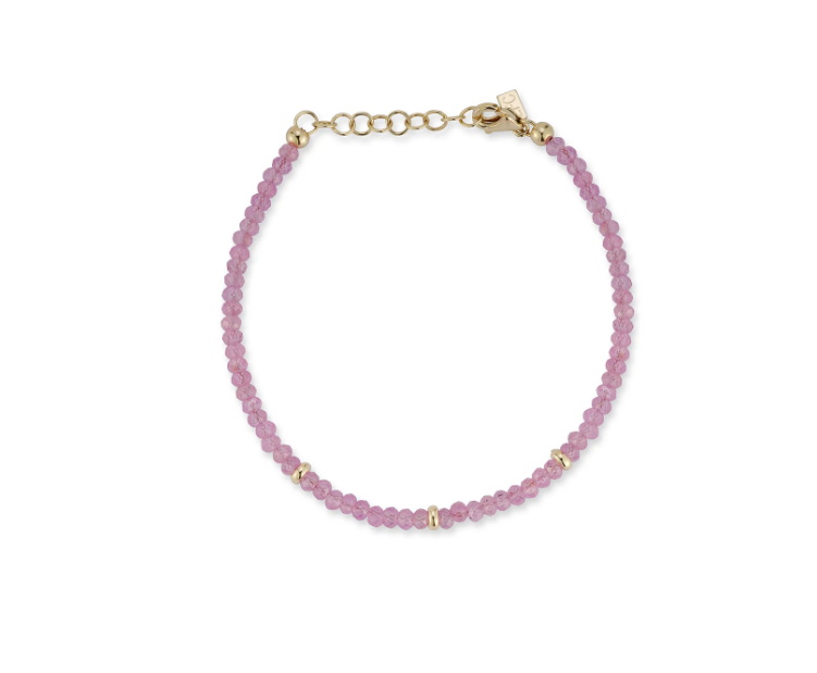 Birthstone Bead Bracelet in Pink Sapphire