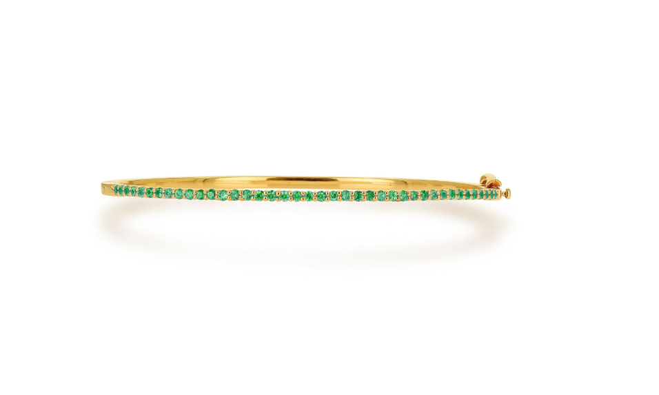 14KY Emerald Bangle Bracelet