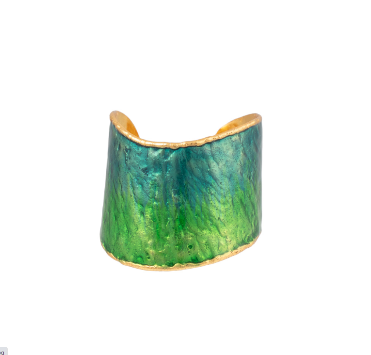 Manchette Flow Cuff in Enamel Turquoise and Green