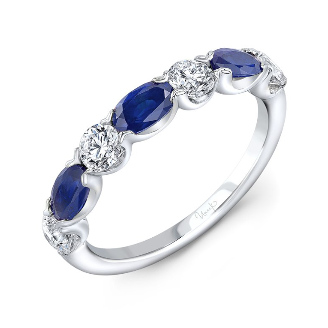 18KW Oval Sapphire Band with Diamonds