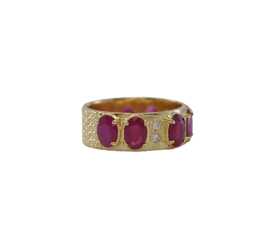 18KY Ruby Stations Stack Ring