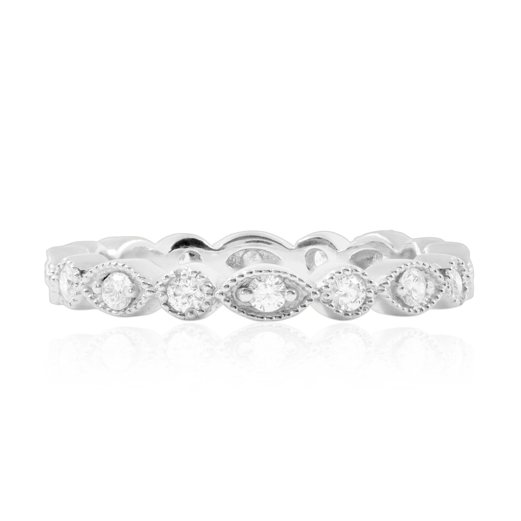 14K Marquise and Circle Stacking Band