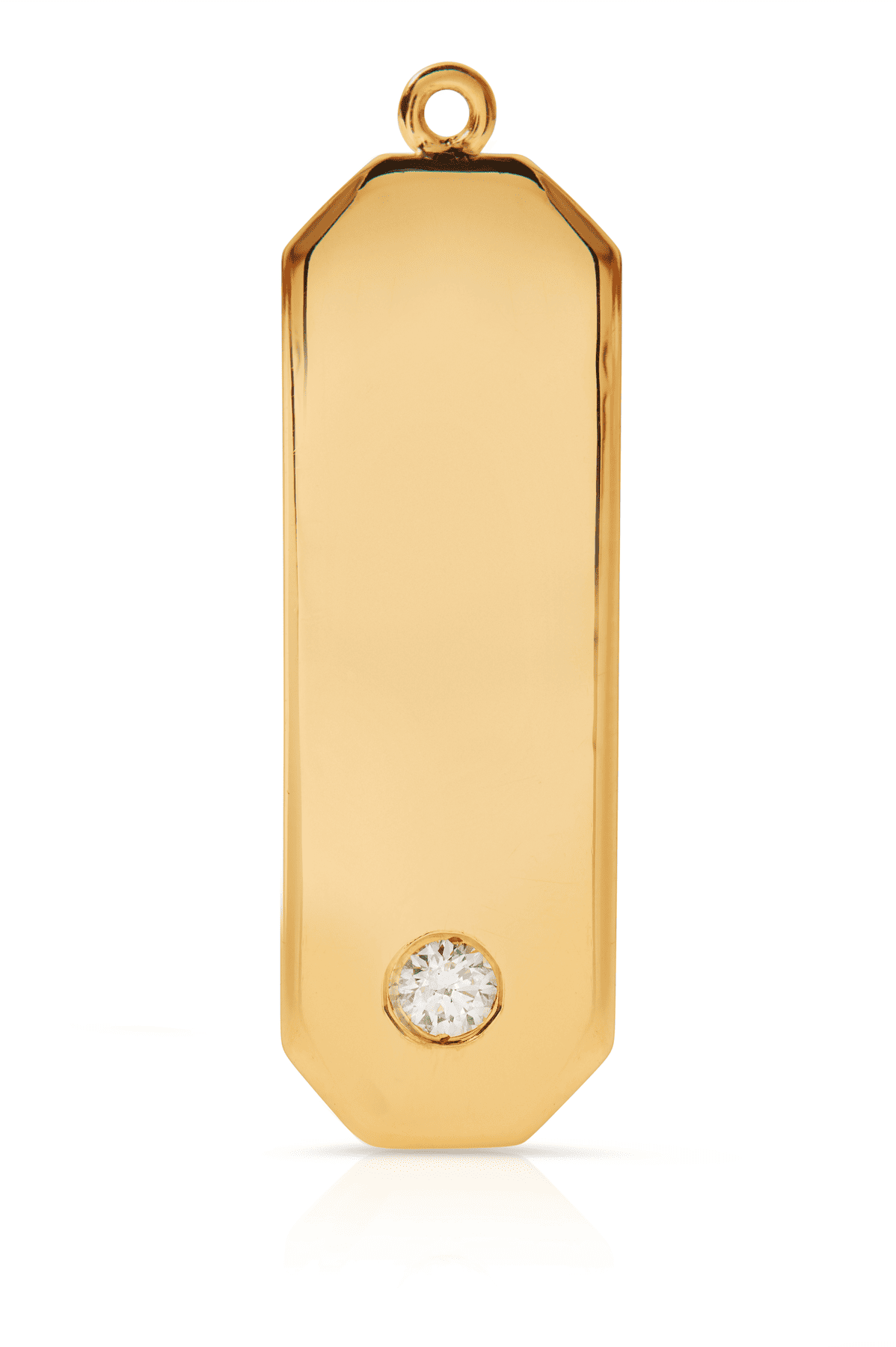 18KY Vertical Engravable Charm with Diamond