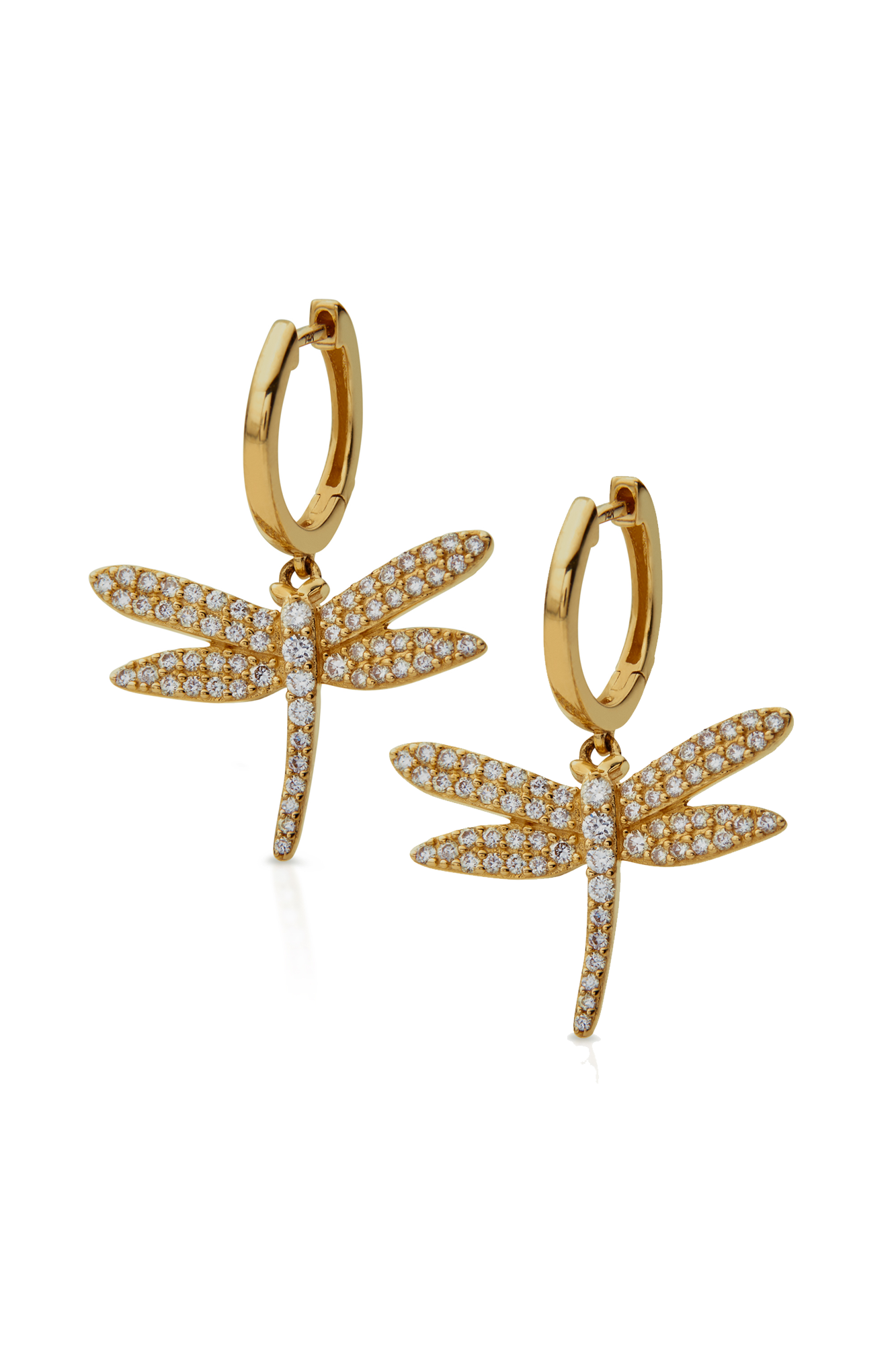14KY Pave Dragonfly Earrings