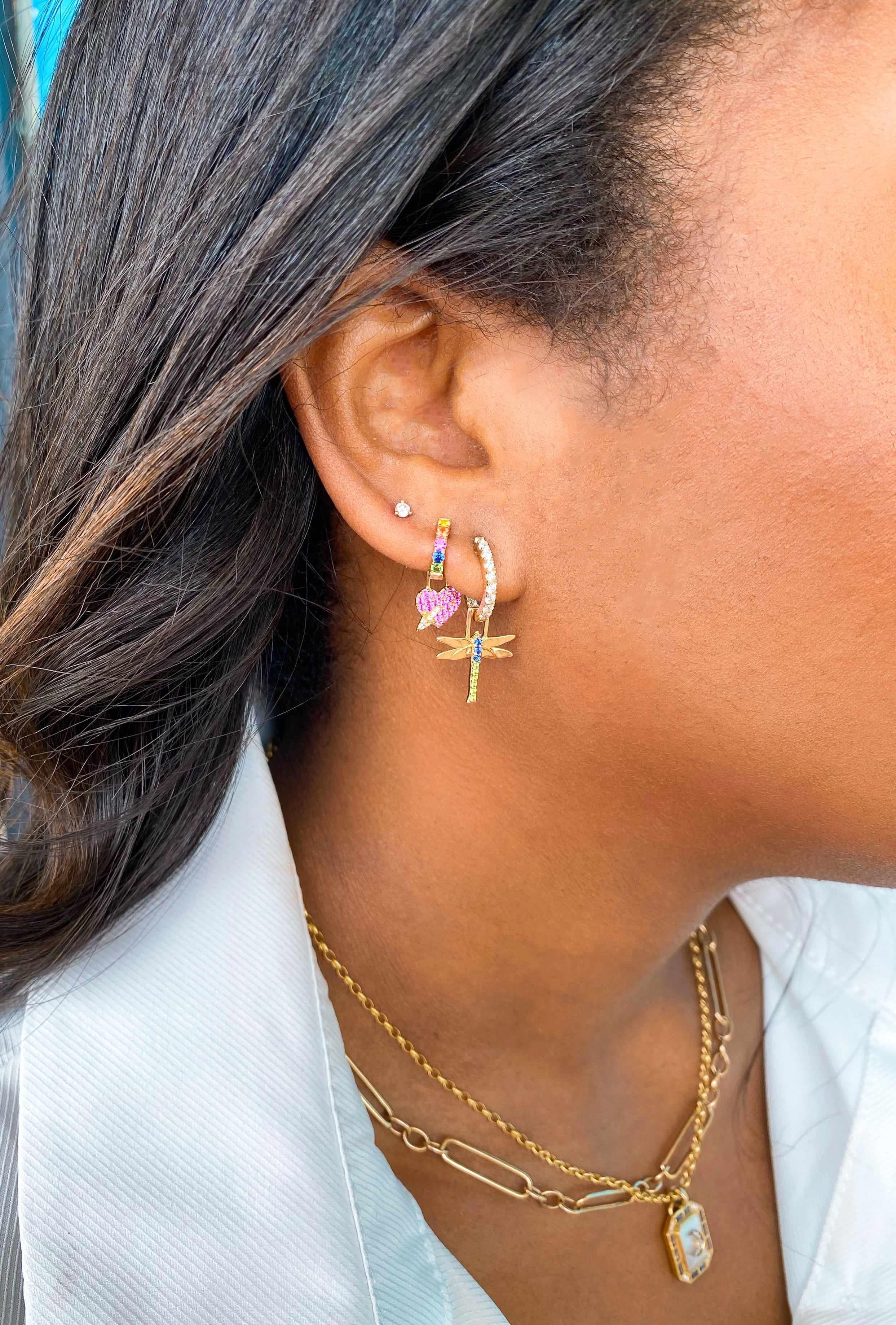 14KY Single Dragonfly Earwish