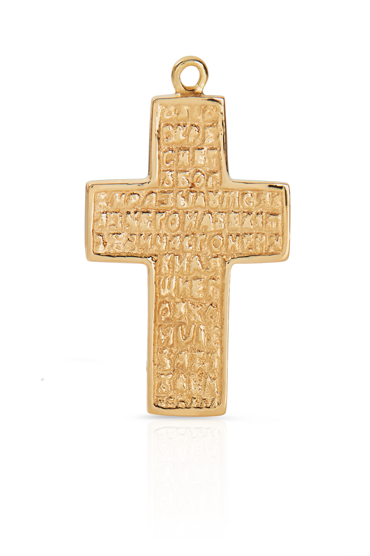 18KY Greek Double Sided Cross with Pave Diamonds