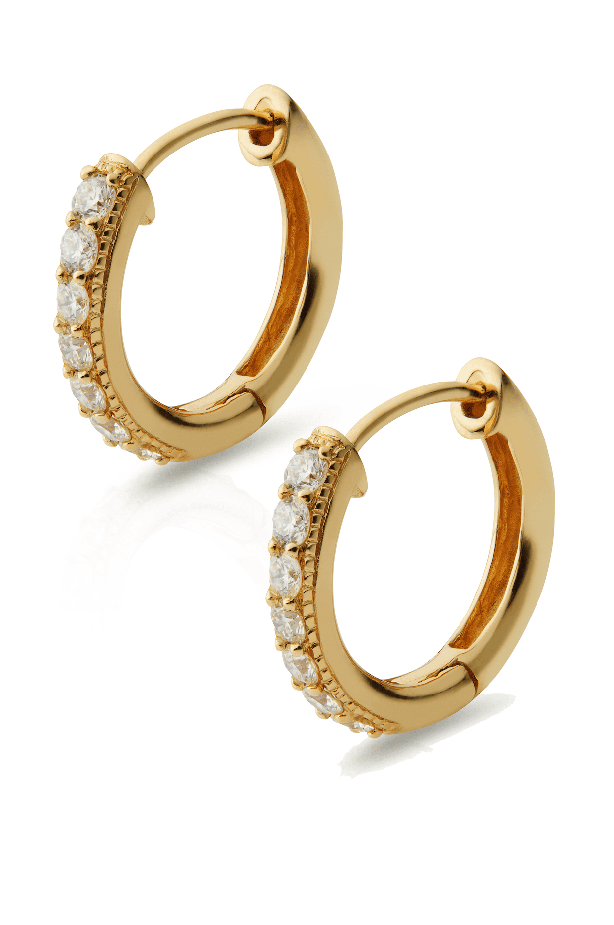 18KY Large Milgrain Diamond Huggies-Earrings-Trilogy-Susan Saffron Jewelry