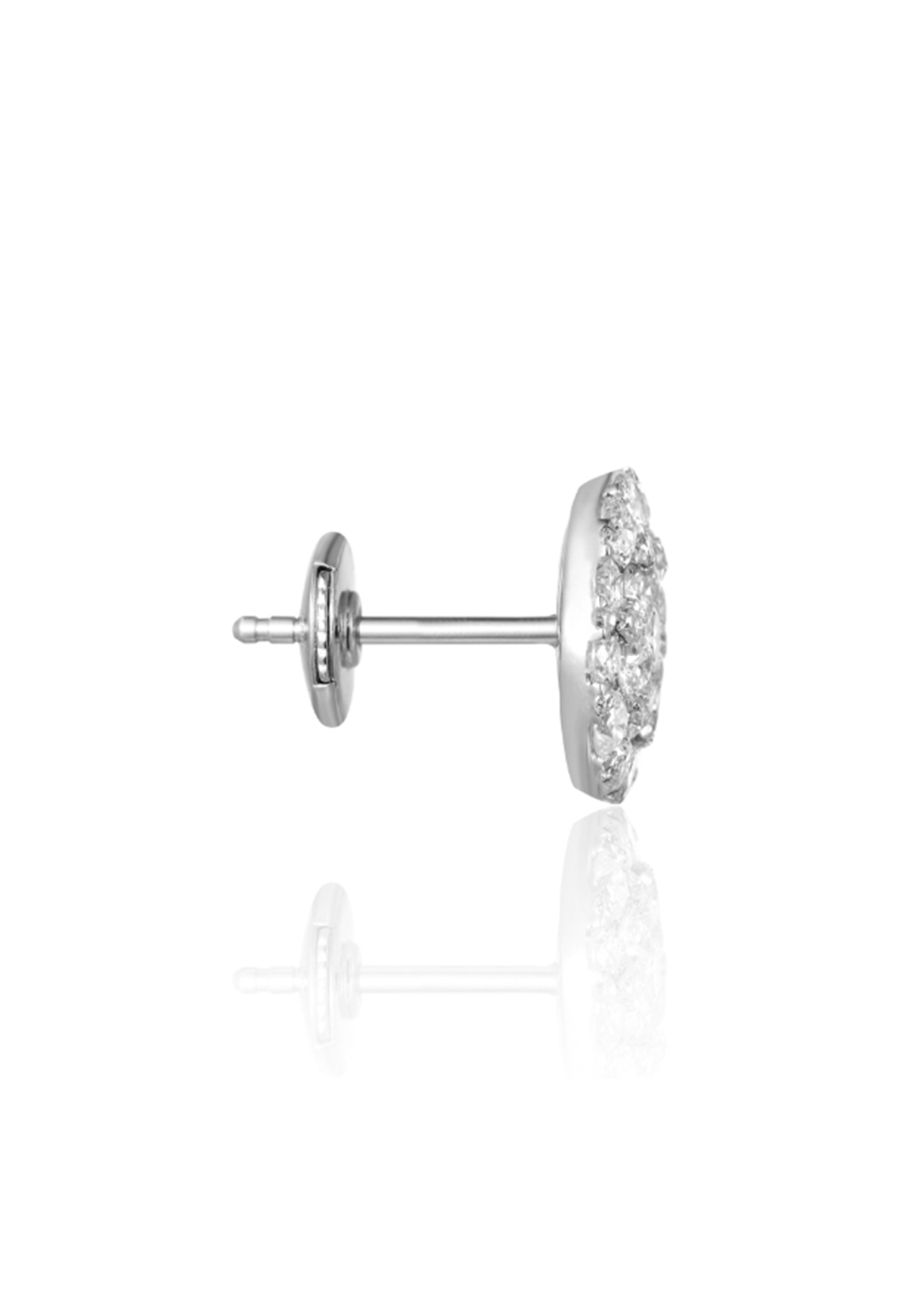 14K White Gold Diamond Cluster Stud Earrings