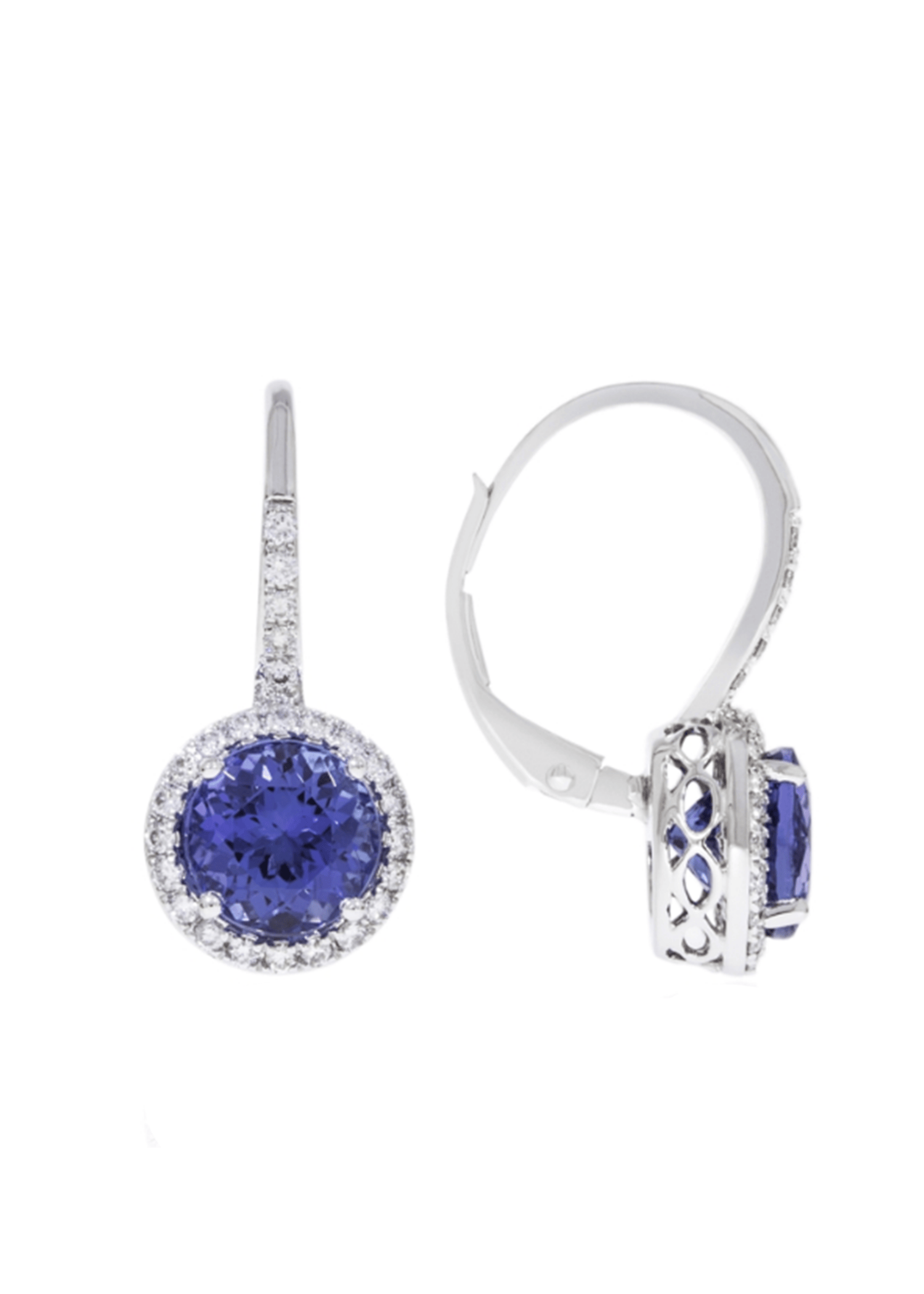 14KW Diamond Pave Earrings with Tanzanite Drop