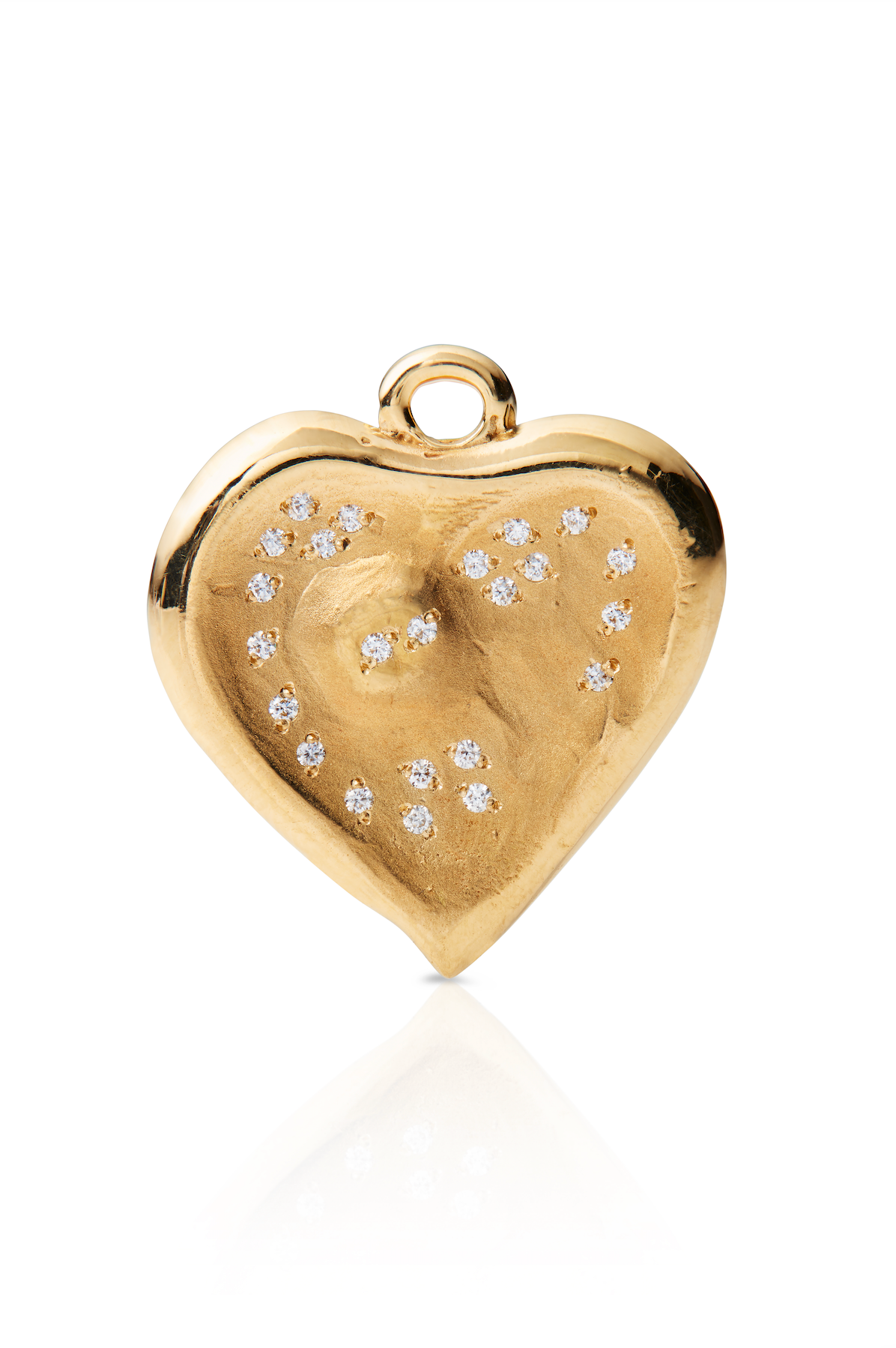 18KY Whimsical Diamond Heart Charm