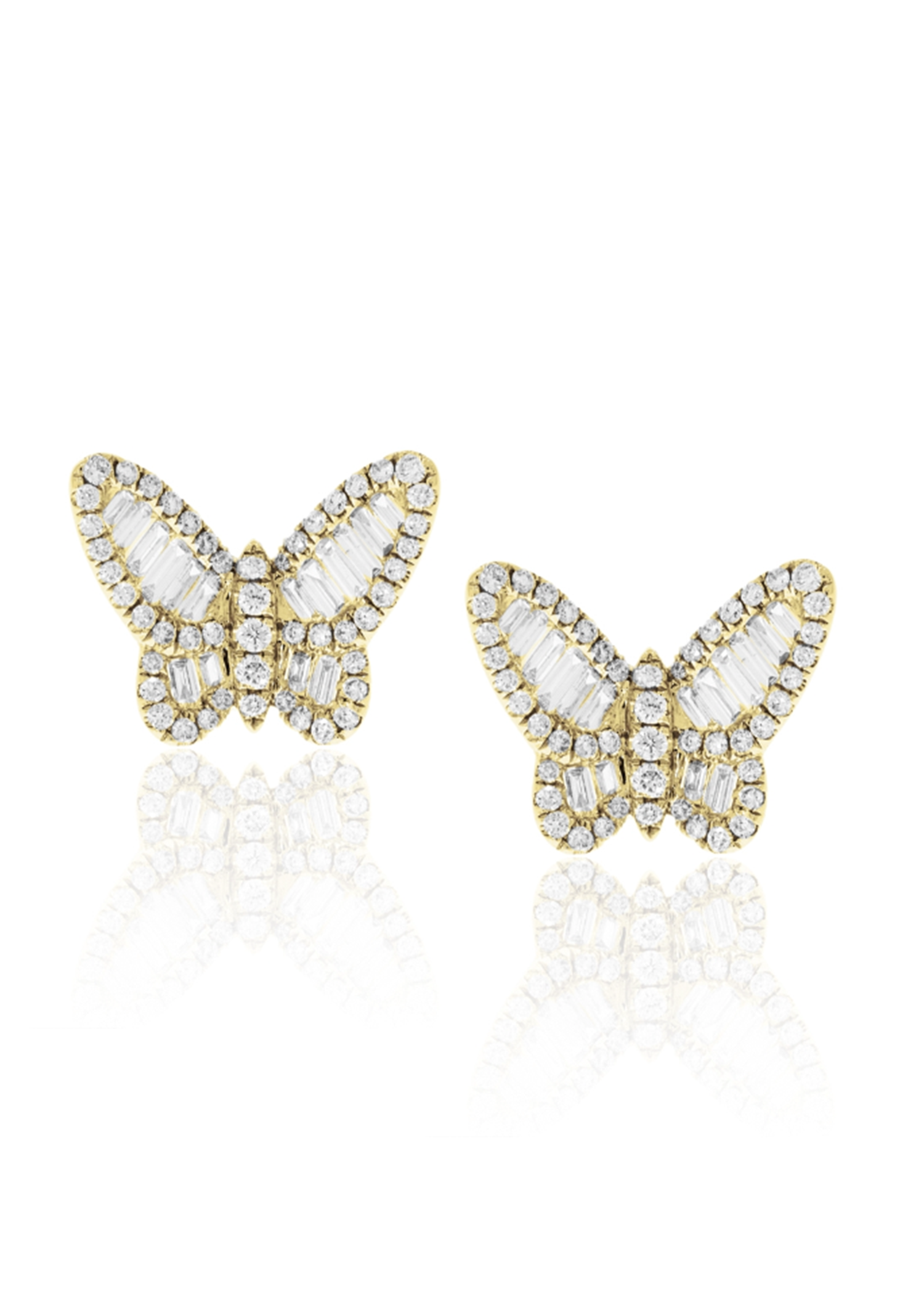 14K Diamond Butterfly Studs