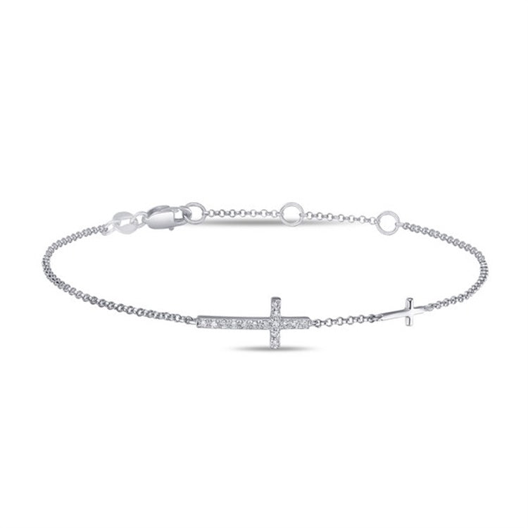 Diamond Cross Bracelet-Bracelets-Sorte-White-Susan Saffron Jewelry